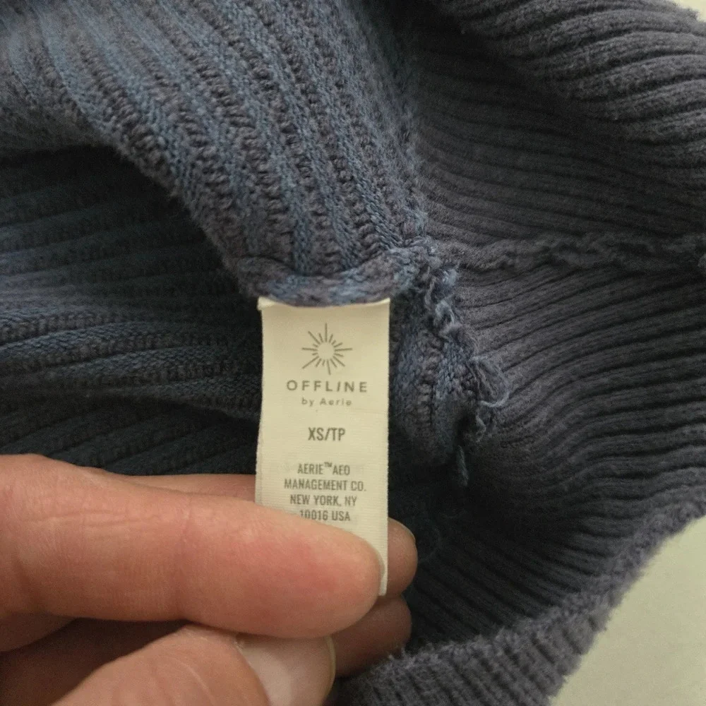 NAVY BLUE OFFLINE BY AERIE HOME STRETCH QUARTER ZIP SWEATER SIZE XS - Picture 8 of 10